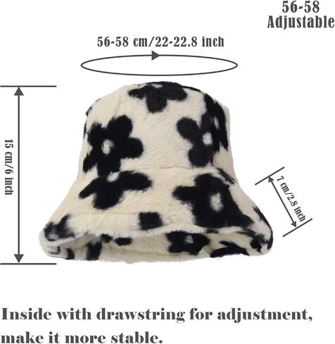 Winter Soft Faux Fur Plush Bucket Hat, Lovely Fisherman Cap, Fashion Outdoor Thick Warm Sun Cap for Women in Kuwait