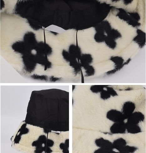 Winter Soft Faux Fur Plush Bucket Hat, Lovely Fisherman Cap, Fashion Outdoor Thick Warm Sun Cap for Women in Kuwait
