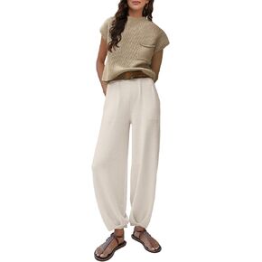 أطقم سترات نسائية من SCUSTY مكونة من قطعتين من الملابس بلوفر متماسكة وسروال عالي الخصر ومجموعات صالة in Kuwait