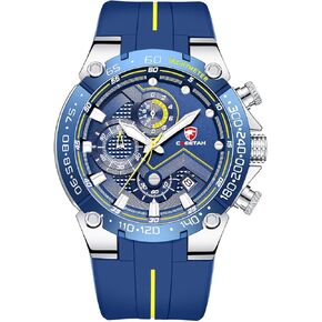 CHEETAH Mens Chronograph Watch Outdoor Waterproof Military Tactical Style Quartz Sports Watches for Men with Rubber Strap