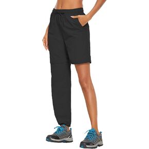 PINSPARK Women's Hiking Zip Off Pants Waterproof Convertible Shorts Lightweight for Camping Sweatpants with Pockets