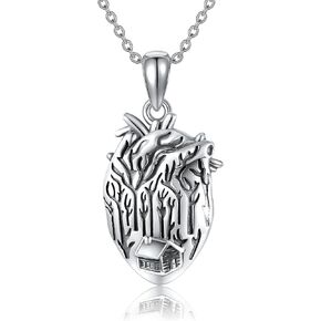 CUPENDA Sterling Silver Pendant Necklace for Men Spartan Warrior Anatomical Heart Viking Sacred Heart Cross Basketball Necklace Jewelry Gift for Men