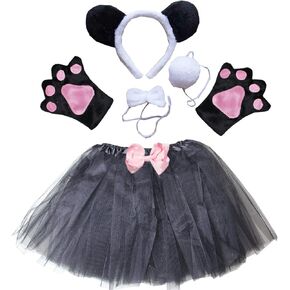 Kirei Sui Kids Animal زي أبيض أسود الباندا توتو الأذن عقال القوس التعادل الذيل الكفوف in Kuwait