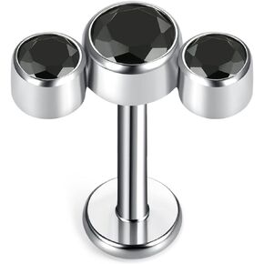 BelezaDosas G23 Titanium Labret Studs 16G Threadless Push-in Press Fit Cluster Tragus Helix Lobe Conch Rook Medusa Cartilage Monroe Push Back Earring Piercing Jewelry in Kuwait