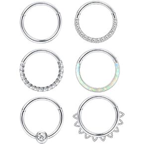 كاسيكا اقراط انف من الستيل الجراحي مقاس 18 غرام و16 غرام للنساء والرجال من حجر الزركونيا المكعب، اقراط حلقية لغضروف الاذن وغضروف الاذن والدايث روك ومحارة الشفاه، مجوهرات ثقب الجسم 8 ملم 10 ملم in Kuwait