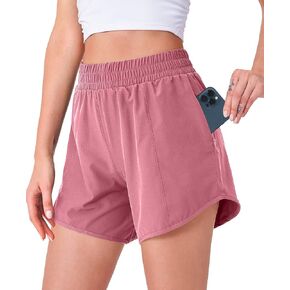 CELER Women's Running Shorts Quick Dry Workout Shorts with Phone Pocket Elastic Waist Athletic Sport Gym Shorts 5"