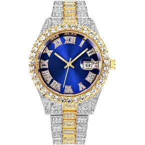 SENRUD Unisex Crystal Watch Fashion Diamond Watch Mens Womens Full Iced-Out Watches Luxury Diamond Bracelet Watch