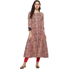 Yash Gallery Women's Cotton Floral Print Anarkali kurta in Saudi Arabia