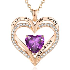 CDE Birthstone Necklaces for Women Girls, 925 Sterling Silver Forever Love Heart Pendant Necklace, Christmas Birthday Anniversary Valentine's Day Jewelry Gift for Wife Mother Girlfriend Daughter Her in Kuwait