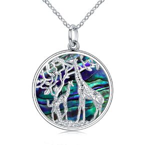 JUSTKIDSTOY Giraffe Necklace 925 Sterling Silver Tree of Life Family Love Pendant Necklace Jewelry Birthday Gifts for Women Mother
