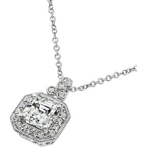 مجموعة أمازون مجموعة قلادة من الفضة الإسترليني المطلية بالبلاتينيوم مع زركونيا مكعبة من قطع Asscher in Kuwait