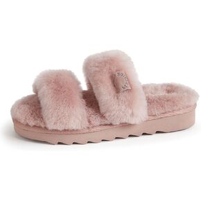 شبشب Dearfoams النسائي Fireside Benalla All Over Shearling ذو شريط مزدوج سهل الارتداء والخلع in Kuwait