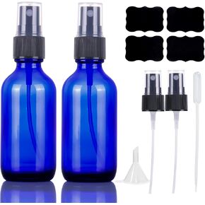 LUFEVRM 2oz Glass Spray Bottles,Empty Small Perfume Travel Refillable Reusable Fine Mister Spray Bottle for Hair,Cleaning Solutions,Aromatherapy and Essential Oil with Extra Nozzle (3 pack, Blue) in Kuwait