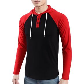 Estepoba Men's Casual Basic Retro Vintage Slim Fit Workout Gym Hiking Henley Hoodie T Shirts Sweatshirt