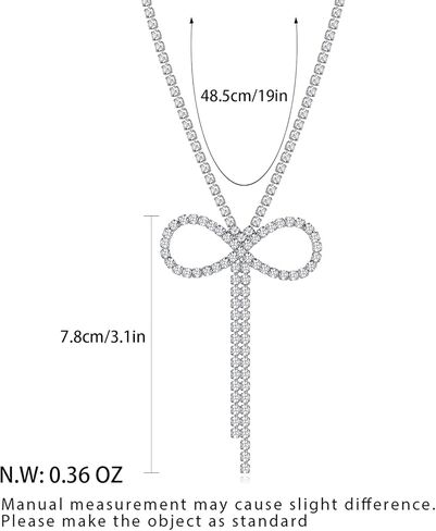 FAMARINE Silver Plated Bow Necklace for Women Simple Cubic Zirconia Silver Bow Neckace for Women Gift in Kuwait