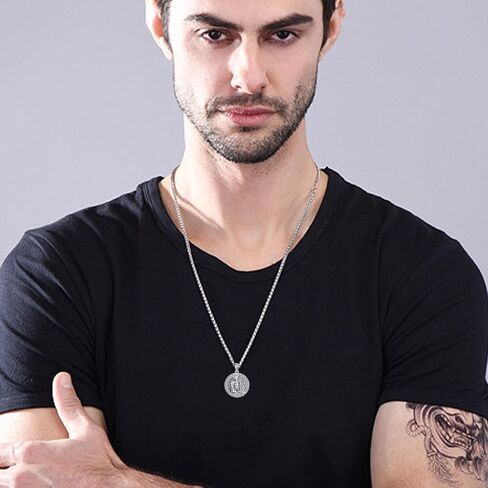 CUPENDA Sterling Silver Pendant Necklace for Men Spartan Warrior Anatomical Heart Viking Sacred Heart Cross Basketball Necklace Jewelry Gift for Men in Kuwait