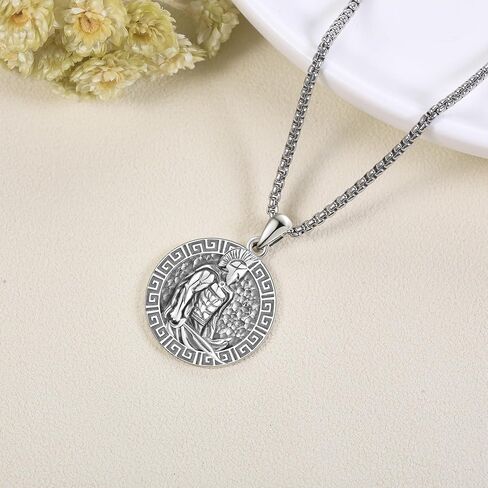 CUPENDA Sterling Silver Pendant Necklace for Men Spartan Warrior Anatomical Heart Viking Sacred Heart Cross Basketball Necklace Jewelry Gift for Men in Kuwait