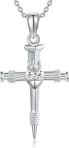 CUPENDA Sterling Silver Pendant Necklace for Men Spartan Warrior Anatomical Heart Viking Sacred Heart Cross Basketball Necklace Jewelry Gift for Men in Kuwait