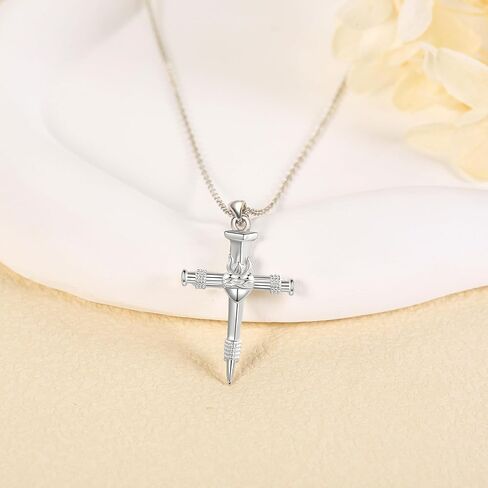 CUPENDA Sterling Silver Pendant Necklace for Men Spartan Warrior Anatomical Heart Viking Sacred Heart Cross Basketball Necklace Jewelry Gift for Men in Kuwait