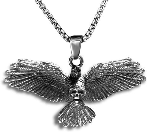 Mens Skull Dragon Pendant Necklace for Men Boys Silver Gold Cool Goth Accessory Jewelry with Stainless Steel Chain in Kuwait
