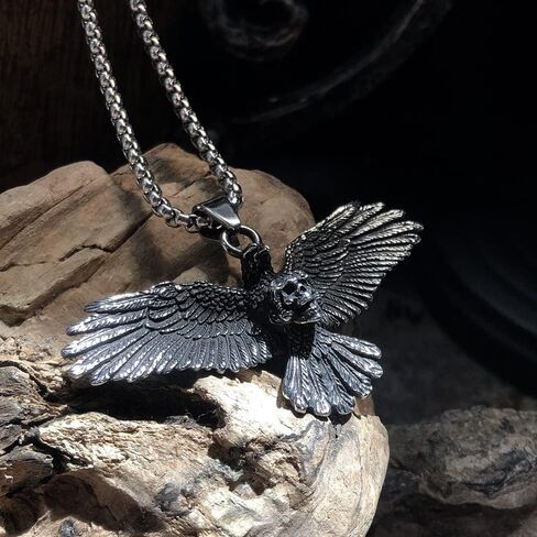 Mens Skull Dragon Pendant Necklace for Men Boys Silver Gold Cool Goth Accessory Jewelry with Stainless Steel Chain in Kuwait