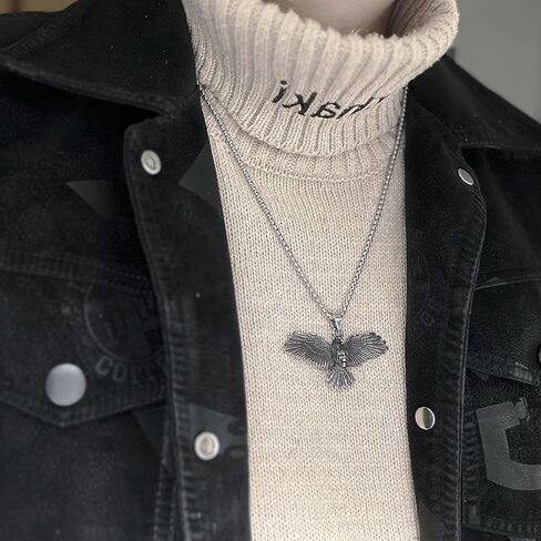 Mens Skull Dragon Pendant Necklace for Men Boys Silver Gold Cool Goth Accessory Jewelry with Stainless Steel Chain in Kuwait