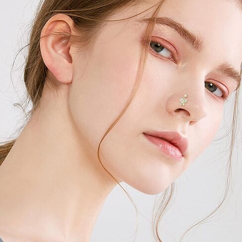 IRONBOX 12 قطعة 20 جرام حلقات الأنف المتدلية للنساء من الفولاذ الجراحي على شكل حرف L حلقات الأنف المسمار للنساء قلب القمر نجمة زهرة الفراشة تشيكوسلوفاكيا المتدلية ثقب الأنف المجوهرات in Kuwait