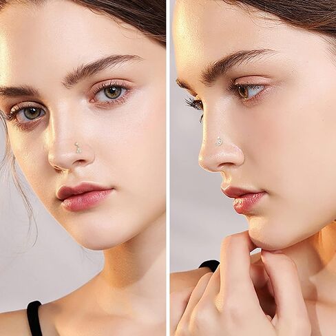 IRONBOX 12 قطعة 20 جرام حلقات الأنف المتدلية للنساء من الفولاذ الجراحي على شكل حرف L حلقات الأنف المسمار للنساء قلب القمر نجمة زهرة الفراشة تشيكوسلوفاكيا المتدلية ثقب الأنف المجوهرات in Kuwait