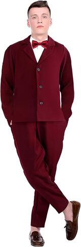 Shinymoon Halloween Wine Red Suit Men Vertical Comedy Horror Movie Character Costume Cosplay Scary Outfits in Kuwait