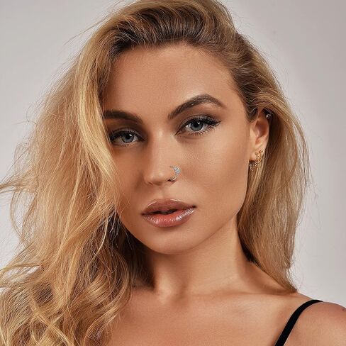 SAILIMUE 22 قطعة 20 جرام حلقات الأنف الأزرار الجراحية حلقات الأنف الفولاذية الأطواق L شكل الأنف ترصيع الأنف ثقب المجوهرات تشيكوسلوفاكيا القلب زهرة الأفعى فراشة الأنف خواتم للنساء الرجال in Kuwait