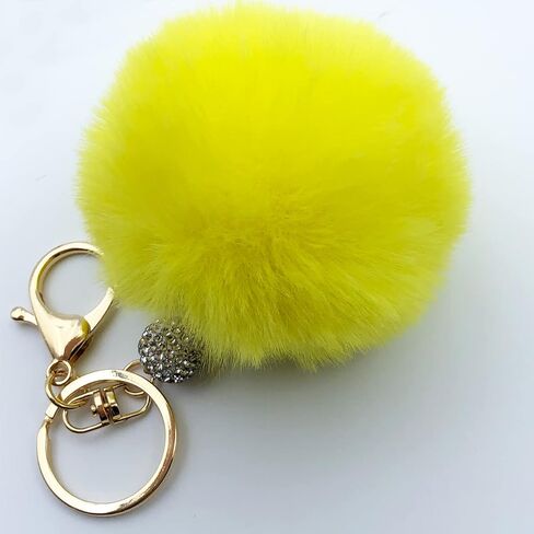 Unpafcxddyig بوم بوم المفاتيح الاصطناعي الفراء الكرة سلاسل المفاتيح رقيق حمل قلادة مع كريستال حجر الراين حقيبة السيارة سحر in Kuwait