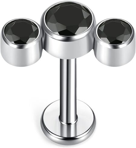 BelezaDosas G23 Titanium Labret Studs 16G Threadless Push-in Press Fit Cluster Tragus Helix Lobe Conch Rook Medusa Cartilage Monroe Push Back Earring Piercing Jewelry in Kuwait