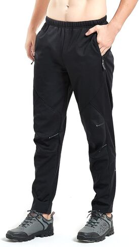 سروال سترتش اب للرجال للشتاء والتنزه في الهواء الطلق مقاوم للماء لركوب الدراجات الجبلية، سروال جري للرجال مبطن بالصوف الحراري لركوب الدراجات in Kuwait