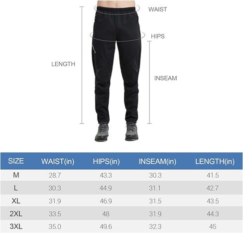 سروال سترتش اب للرجال للشتاء والتنزه في الهواء الطلق مقاوم للماء لركوب الدراجات الجبلية، سروال جري للرجال مبطن بالصوف الحراري لركوب الدراجات in Kuwait
