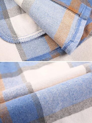 Aeslech Women's Flannel Plaid Shacket Jacket Fashion Button Down Long Sleeve Casual Shirt Shackets Fall Clothes for Women in Kuwait