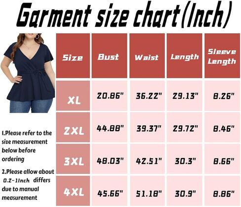 بلوزة نسائية Agmibrelr مقاس كبير بأكمام واسعة ورقبة على شكل حرف V عميقة وجذابة وبلوزة متأرجحة in Kuwait