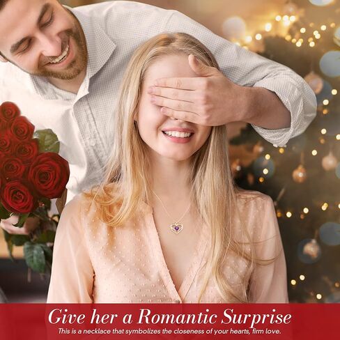 CDE Birthstone Necklaces for Women Girls, 925 Sterling Silver Forever Love Heart Pendant Necklace, Christmas Birthday Anniversary Valentine's Day Jewelry Gift for Wife Mother Girlfriend Daughter Her in Kuwait