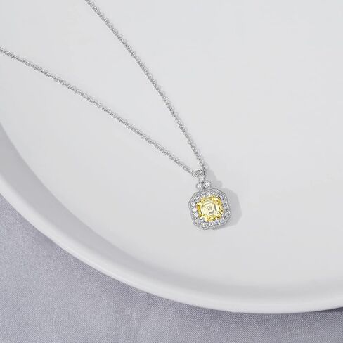 مجموعة أمازون مجموعة قلادة من الفضة الإسترليني المطلية بالبلاتينيوم مع زركونيا مكعبة من قطع Asscher in Kuwait