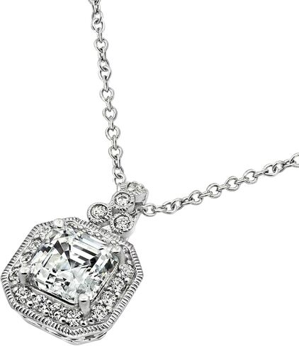 مجموعة أمازون مجموعة قلادة من الفضة الإسترليني المطلية بالبلاتينيوم مع زركونيا مكعبة من قطع Asscher in Kuwait