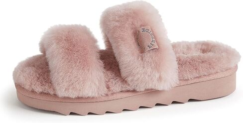 شبشب Dearfoams النسائي Fireside Benalla All Over Shearling ذو شريط مزدوج سهل الارتداء والخلع in Kuwait