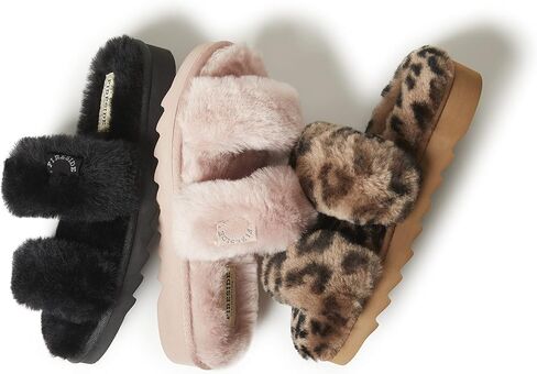 شبشب Dearfoams النسائي Fireside Benalla All Over Shearling ذو شريط مزدوج سهل الارتداء والخلع in Kuwait