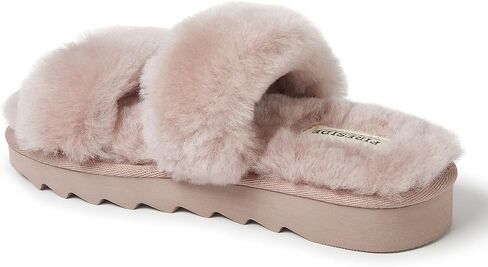 شبشب Dearfoams النسائي Fireside Benalla All Over Shearling ذو شريط مزدوج سهل الارتداء والخلع in Kuwait