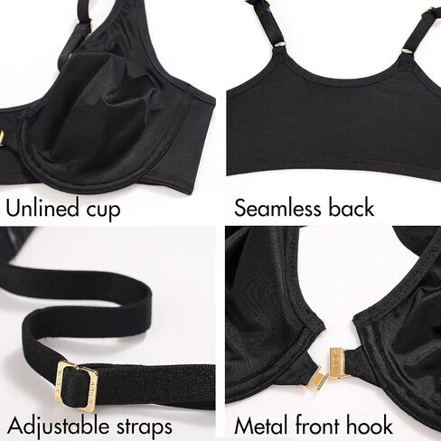 AISILIN Women's Smooth Front Closure Bra Unlined Underwire Plus Size Plunge Bras in Kuwait
