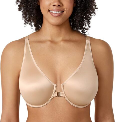 AISILIN Women's Smooth Front Closure Bra Unlined Underwire Plus Size Plunge Bras in Kuwait