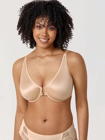 AISILIN Women's Smooth Front Closure Bra Unlined Underwire Plus Size Plunge Bras in Kuwait