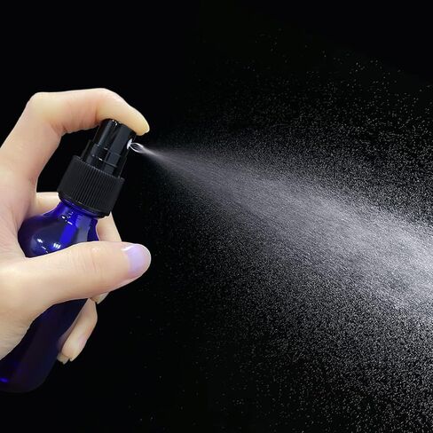 LUFEVRM 2oz Glass Spray Bottles,Empty Small Perfume Travel Refillable Reusable Fine Mister Spray Bottle for Hair,Cleaning Solutions,Aromatherapy and Essential Oil with Extra Nozzle (3 pack, Blue) in Kuwait
