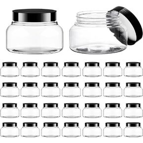 30 Pack Clear Body Scrub Jars 8oz Clear Plastic Jars with Lids Sugar Scrub Containers Empty Refillable Containers Round Low Profile Samples Jars for Makeup, Body Butter, Creams, Travel Storage in Kuwait