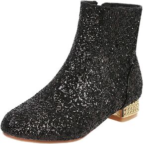MAVMAX Sequin Low Heeled Ankle Boots Women Sparkly Glitter Block Heel Booties in Kuwait