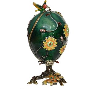 MIXDOM Blue Hummingbird Trinket Box Jewelry Box Hand Painted Decorative Box with Hinged Lid Ring Earring Holder Bird Figurine Collectible