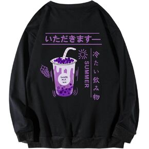 WDIRARA Men's Casual Letter Graphic Print Long Sleeve Crewneck Sweatshirt Tops